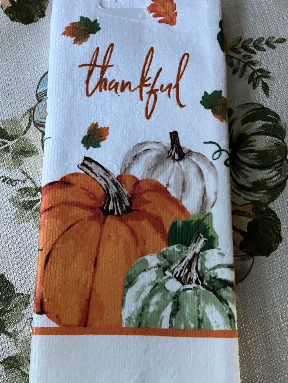 Home Collection Fall Pumpkin Kitchen Towel in Orange, Green, White